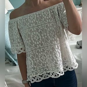 BB Dakota - White Lace Off the Shoulder Top